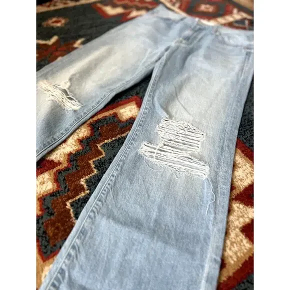 Mother Superior Mid Rise Rambler Zip Flood Jeans Ripped Off Size 27 - Picture 6 of 11